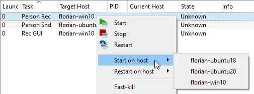 eCAL Sys - Start on Host