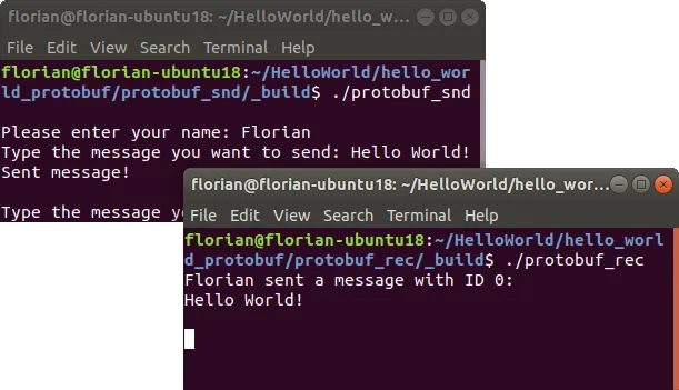 Hello World Protobuf sender and receiver